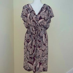 Banana Republic Burgundy Paisley Wrap Dress